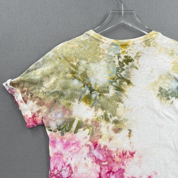EVERLANE T-shirt Womens Small White Multicolor Hand Dyed Upcycled Cuffed Crew - Picture 4 of 14